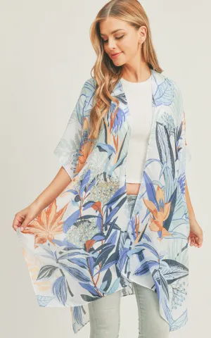 MS0280 Tropical Forest Pattern Cover-up Kimono