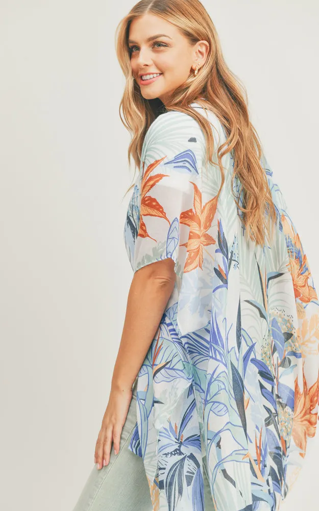 MS0280 Tropical Forest Pattern Cover-up Kimono