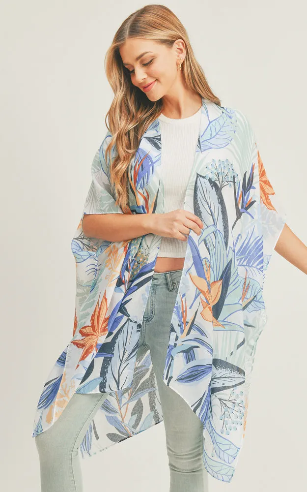 MS0280 Tropical Forest Pattern Cover-up Kimono