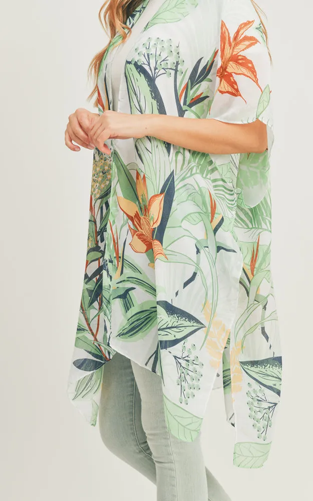 MS0280 Tropical Forest Pattern Cover-up Kimono