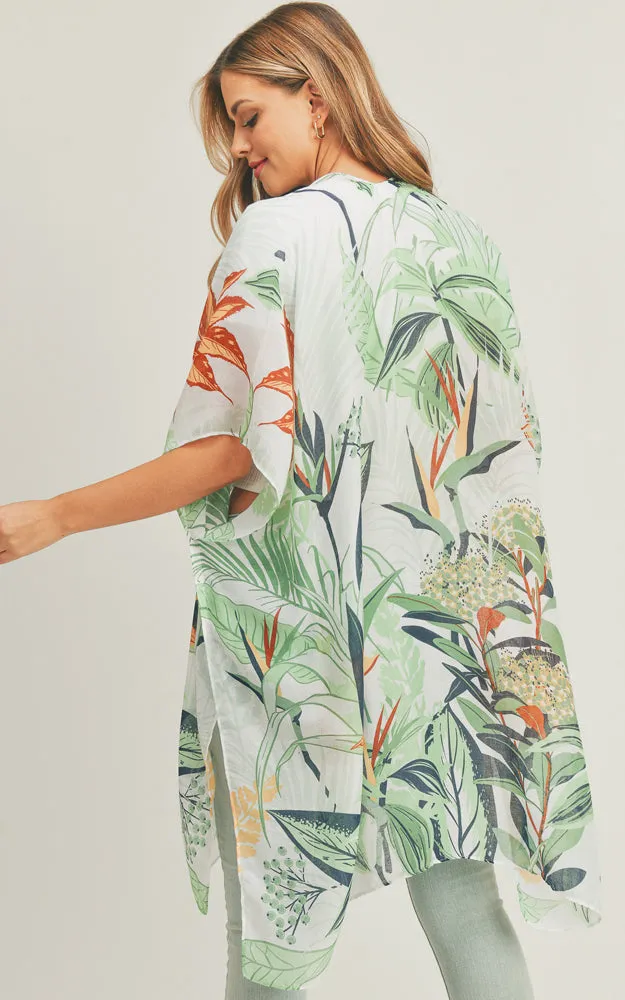 MS0280 Tropical Forest Pattern Cover-up Kimono