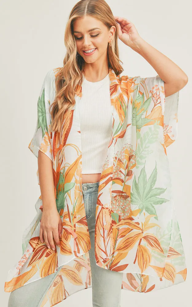 MS0280 Tropical Forest Pattern Cover-up Kimono