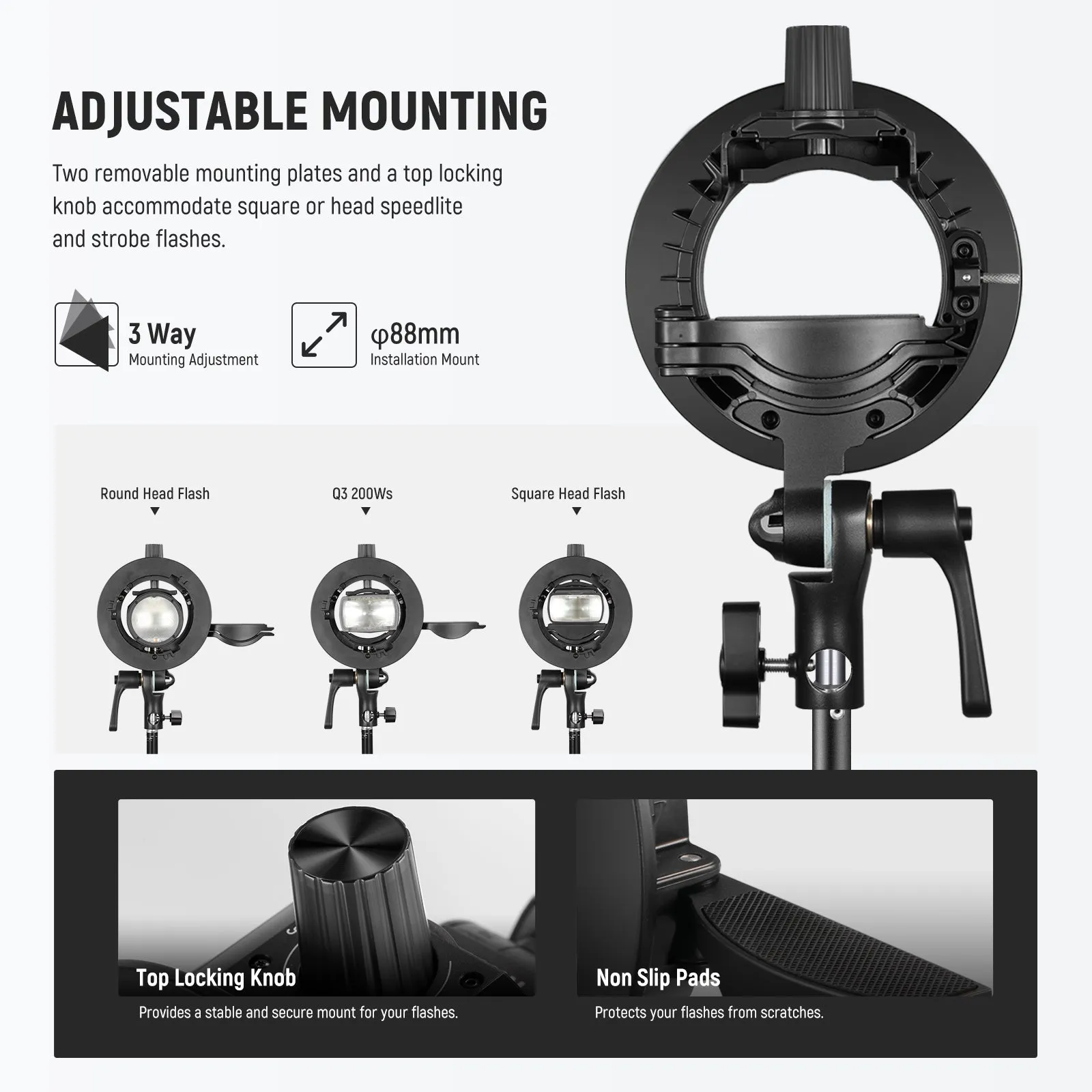 NEEWER CRB1 S Type Bracket Holder with Bowens Mount