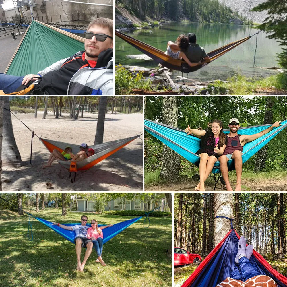 Portable Hammock Double Person Nylon Camping Hammock Survival Garden Hanging Sleeping Chair Travel Furniture Parachute Hammocks