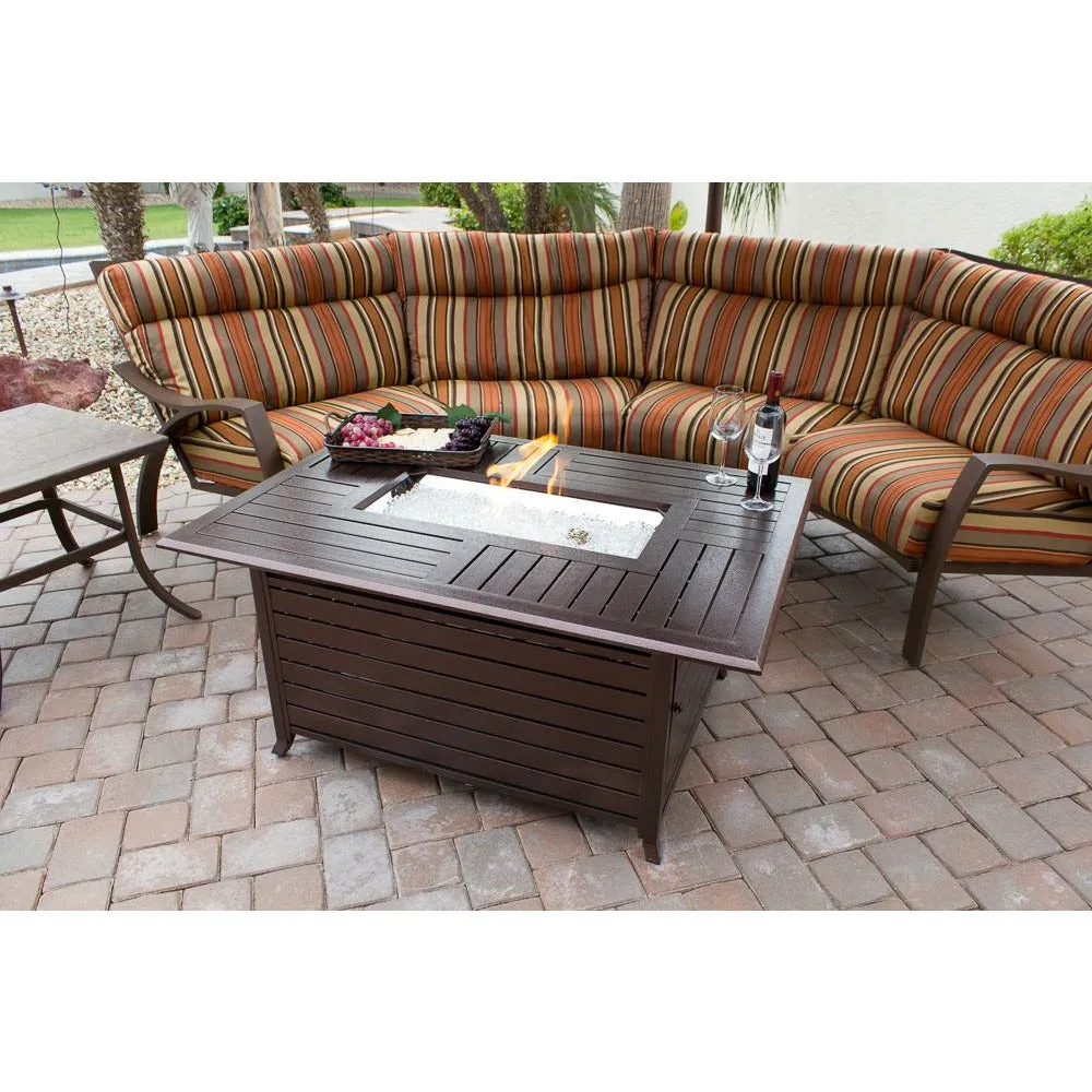 Rectangle Aluminum Slatted Fire Pit With Stainless Steel Propane Burner