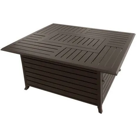 Rectangle Aluminum Slatted Fire Pit With Stainless Steel Propane Burner