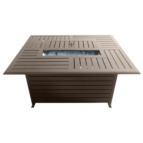 Rectangle Aluminum Slatted Fire Pit With Stainless Steel Propane Burner