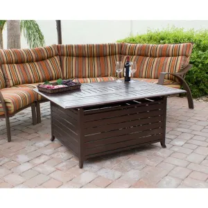 Rectangle Aluminum Slatted Fire Pit With Stainless Steel Propane Burner