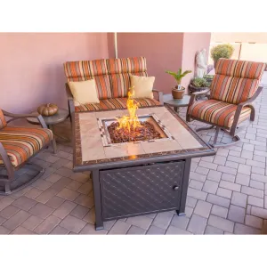 Square Tile Fire Pit in Bronze