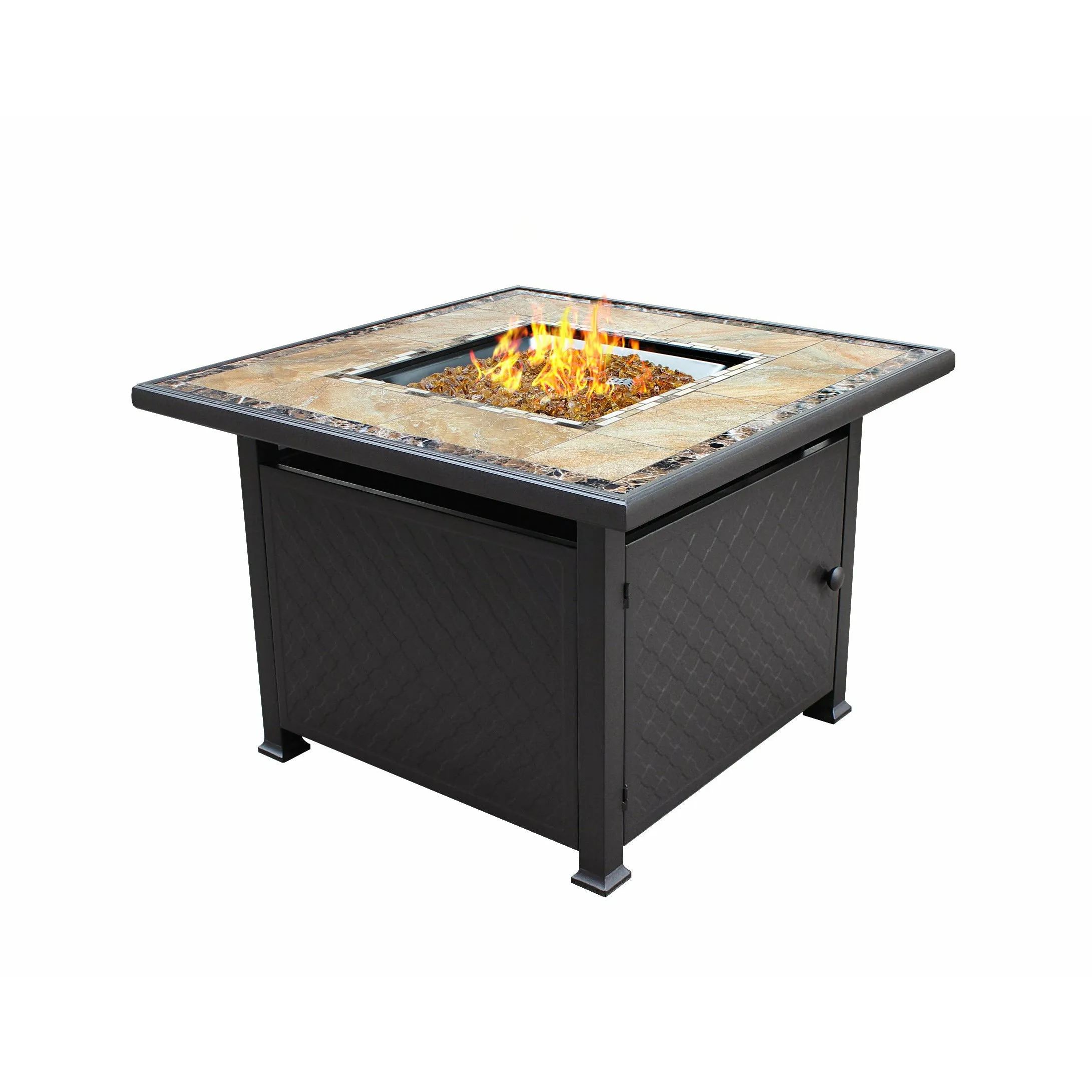 Square Tile Fire Pit in Bronze