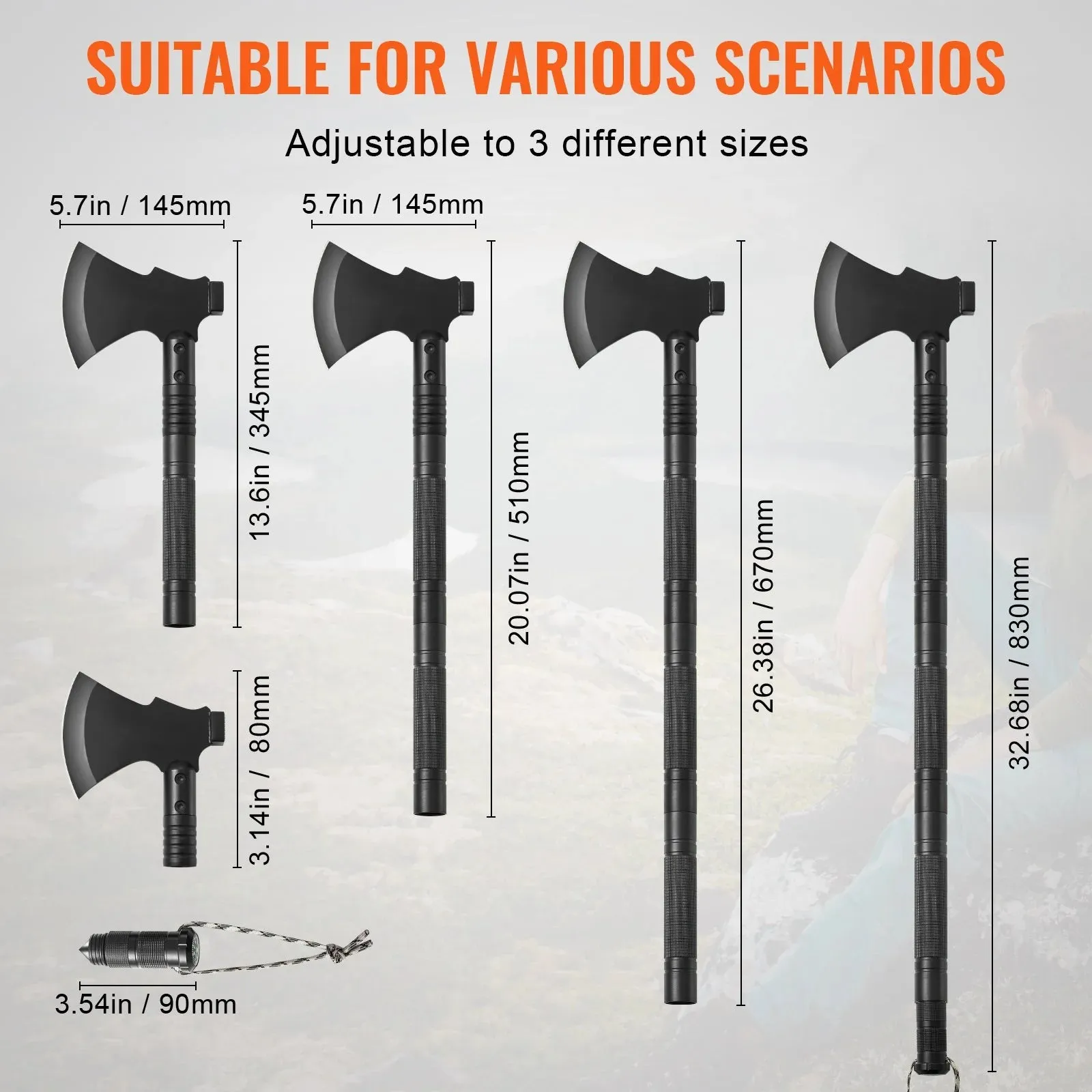 Survival Shovel Survival Axe 16-In-1 Camping Folding Shovels with Hatchet