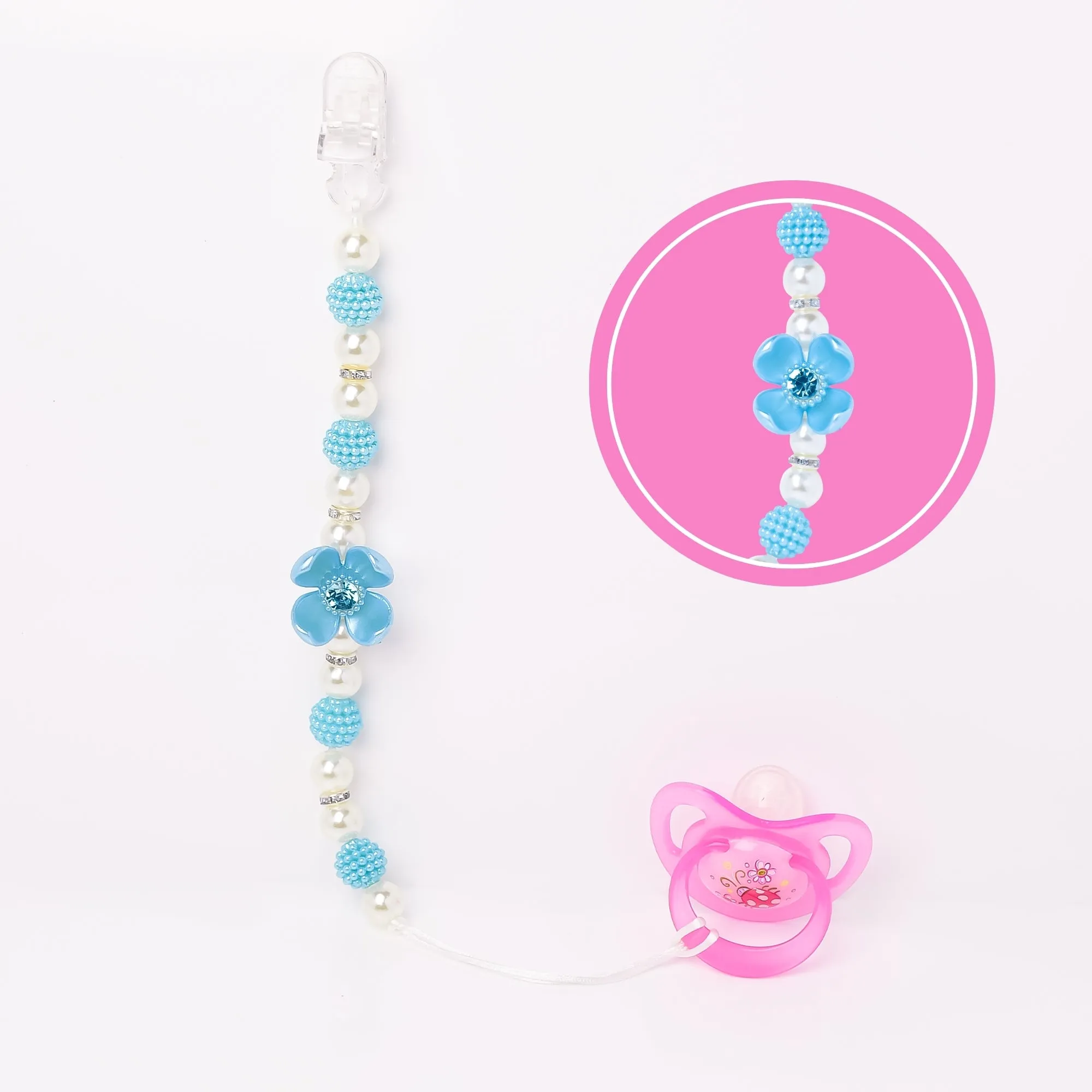 THE LITTLE LOOKERS Silicone Pacifier Clip for Baby Boys and Girls, Fits Most Pacifiers and Teething Toys - Pack of 1
