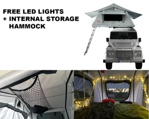 Ventura Deluxe 1.4 Roof Top Tent   LED Lights   Internal Storage Hammock