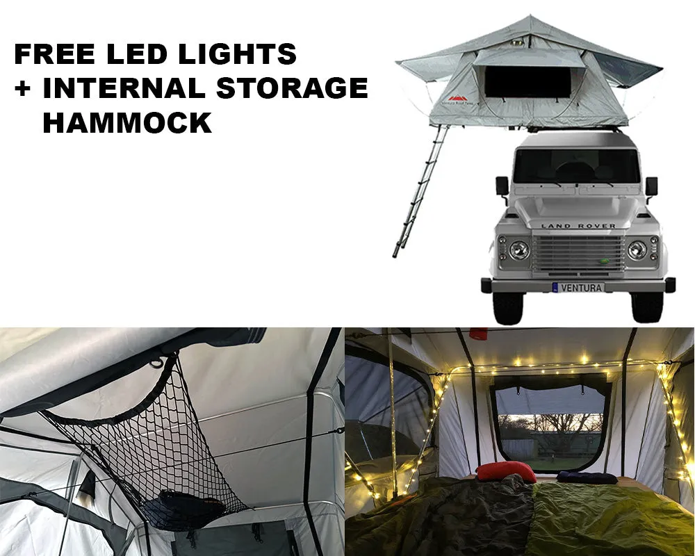 Ventura Deluxe 1.4 Roof Top Tent   LED Lights   Internal Storage Hammock