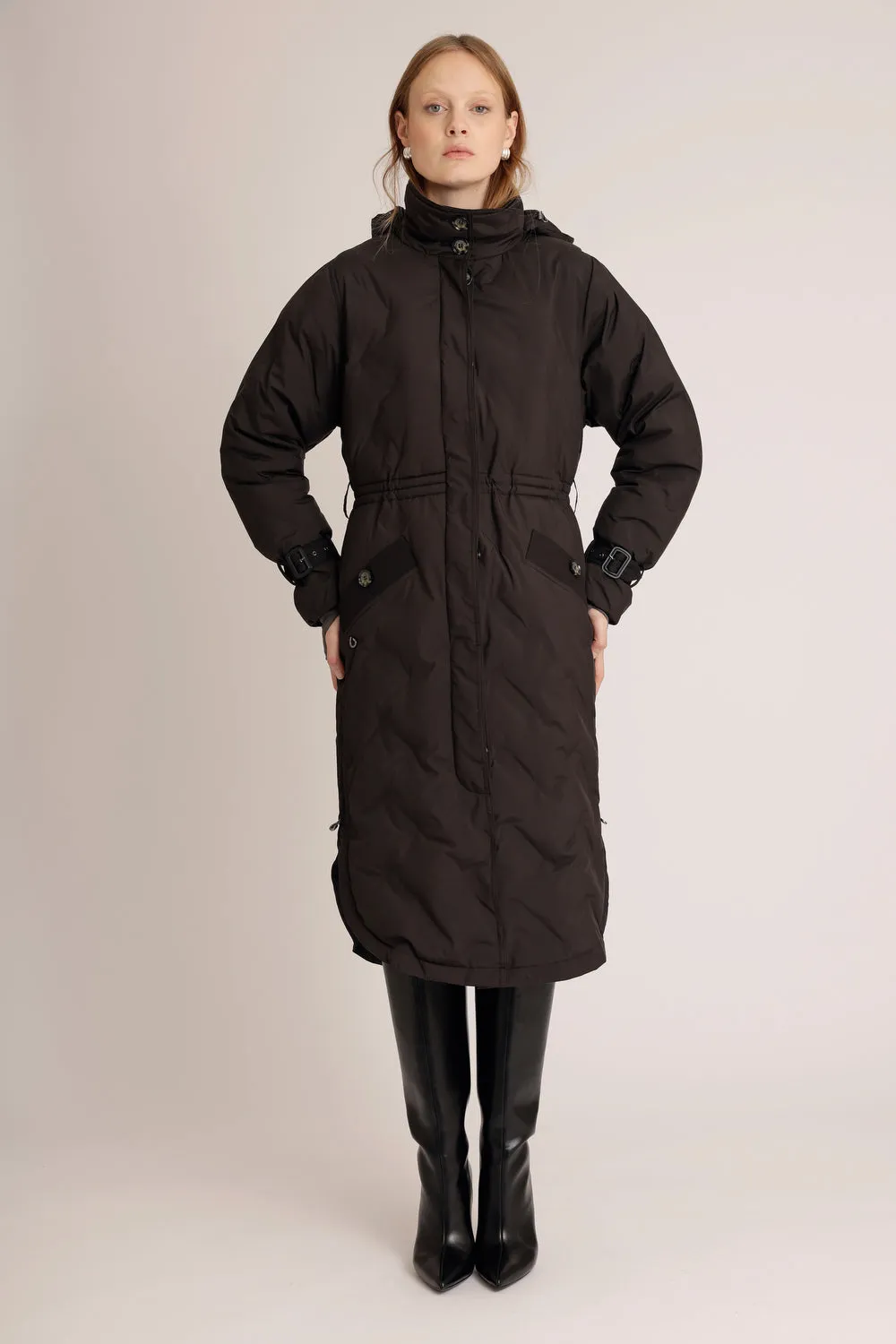 Waterproof Puffer Poncho - Black