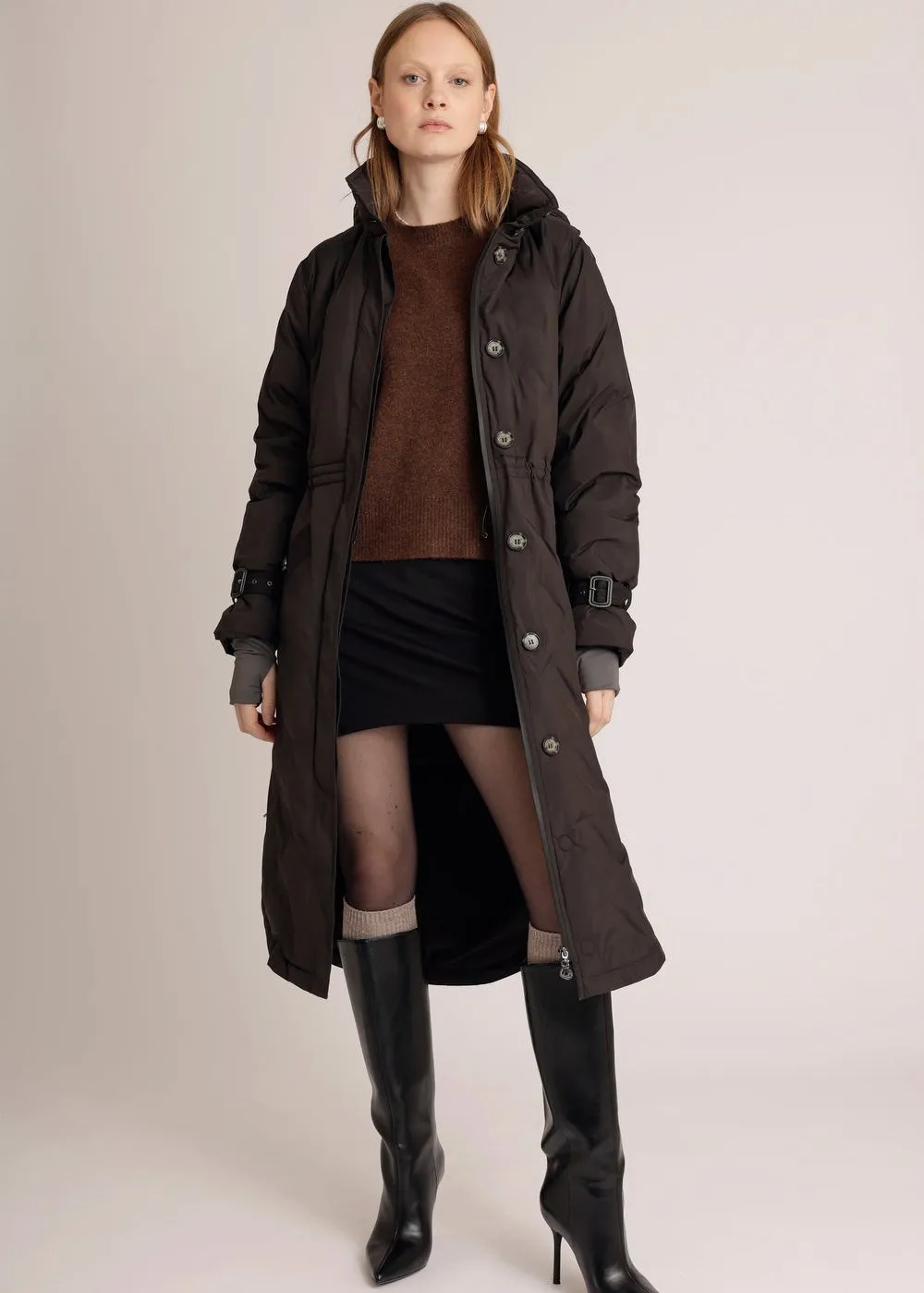 Waterproof Puffer Poncho - Black