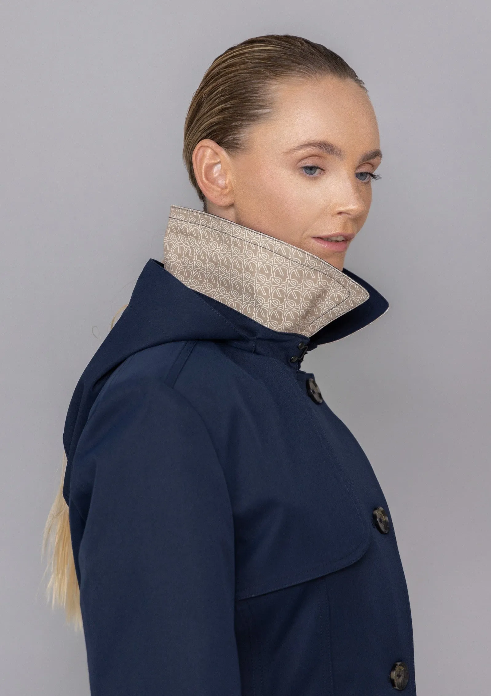 Waterproof Tailored Trenchcoat Navy - Matte