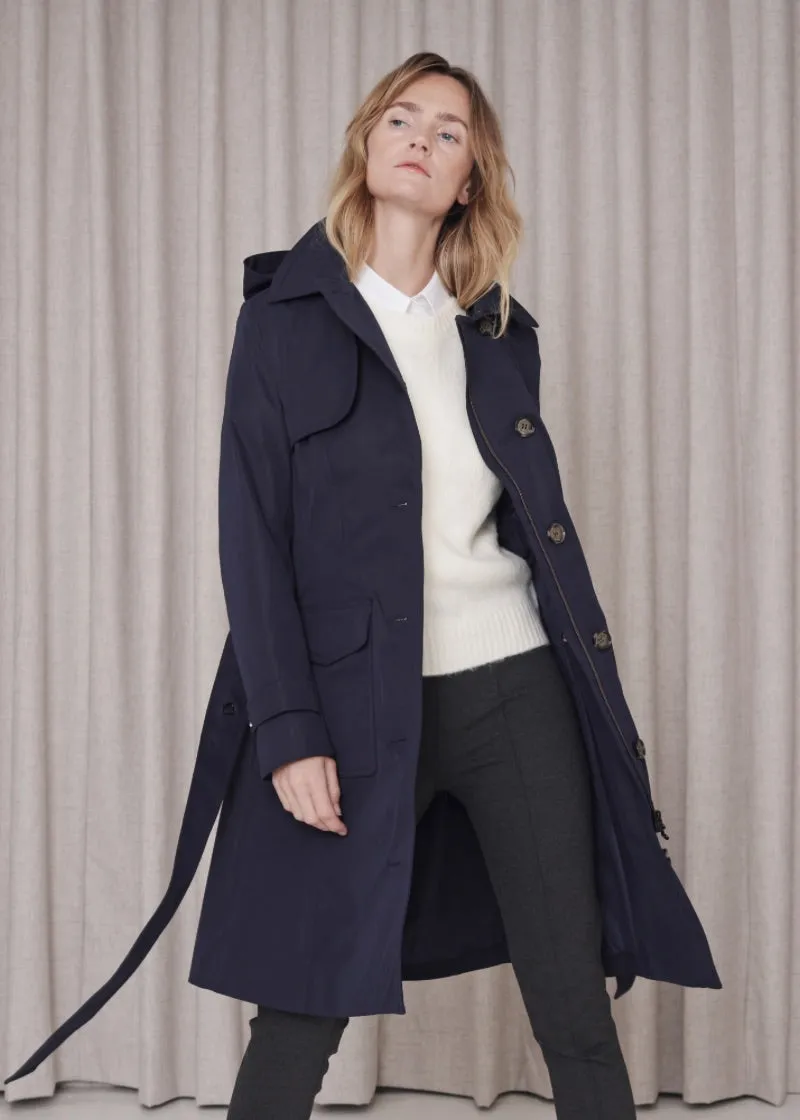 Waterproof Tailored Trenchcoat Navy - Matte