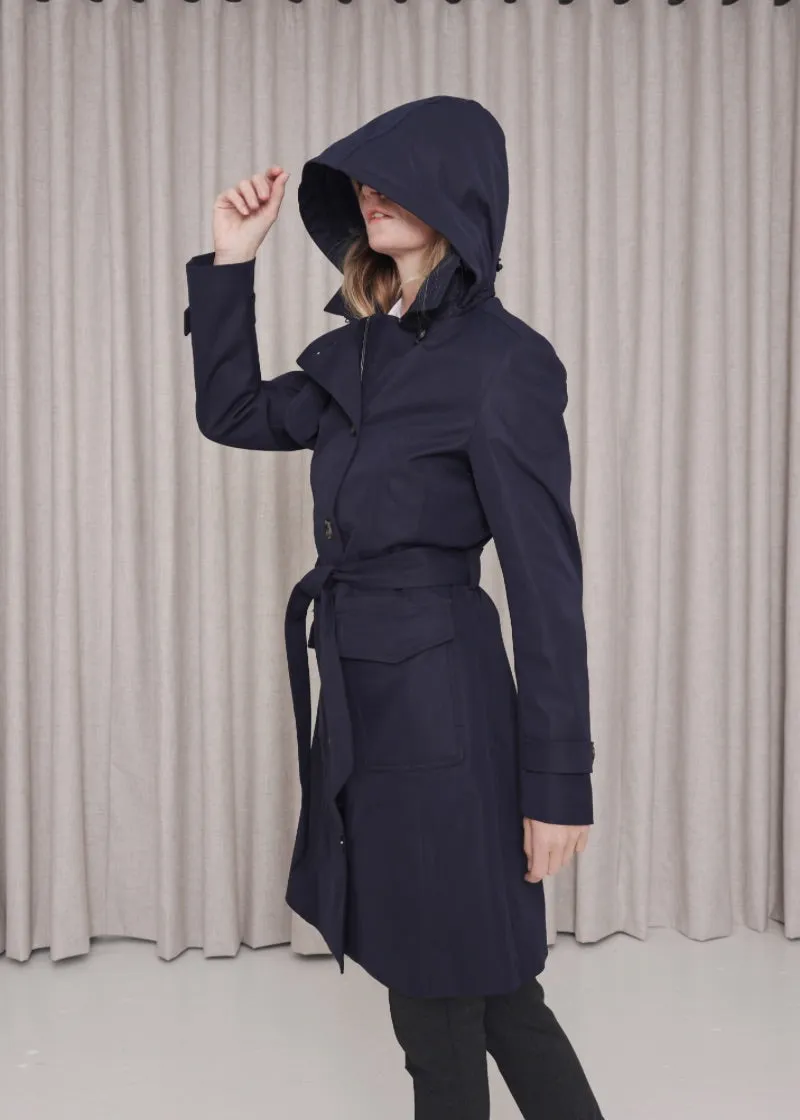Waterproof Tailored Trenchcoat Navy - Matte