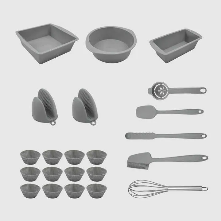Wooden Handle Silicone Kitchen-مجموعة أدوات مطبخ