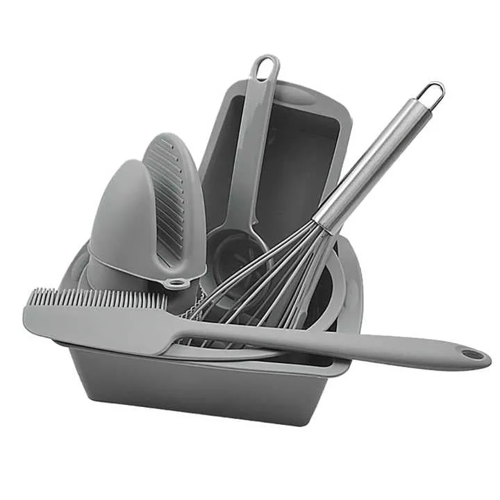 Wooden Handle Silicone Kitchen-مجموعة أدوات مطبخ